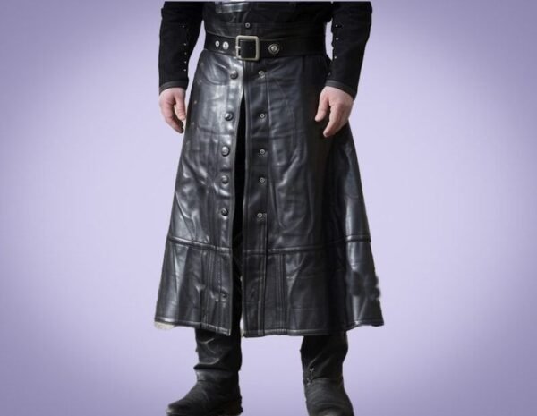 Gothic Festival Handmade Long Leather Kilt – Heavy Duty Men’s
