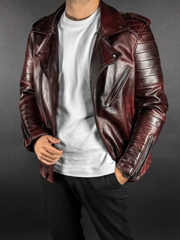 Leather Wine Rocker Biker Jacket – Premium Stylish Motorcycle Wear