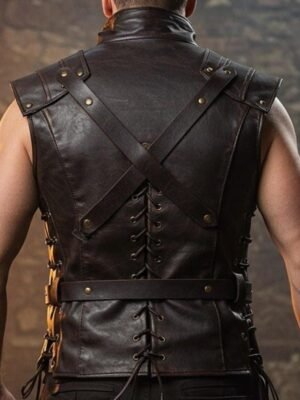 Genuine Black Leather Biker Vest for Men With Armor | Real Leather Cosplay Vest | Customizable