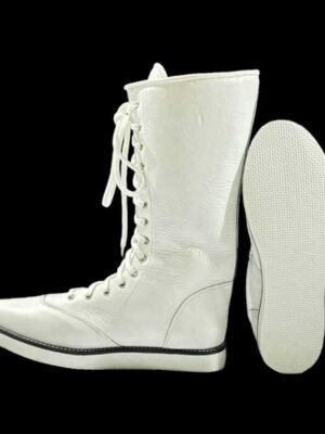 Handmade white Leather and Tan Suede Ankle Boots With Lace up Closure |