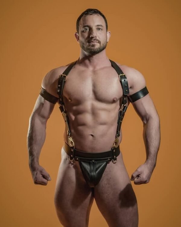 Men’s Body Harness with Jockstrap Armor Buckles Adjustable Strap Belt Club Costume