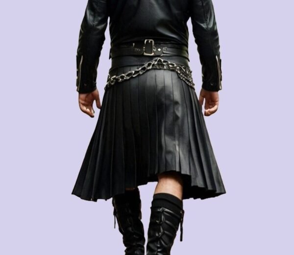 Black Leather Kilt Men (Real Leather Men Black Kilt