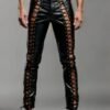 Handmade Genuine Leather Lace-up Pants for Men | Custom Handmade Gothic Biker Style