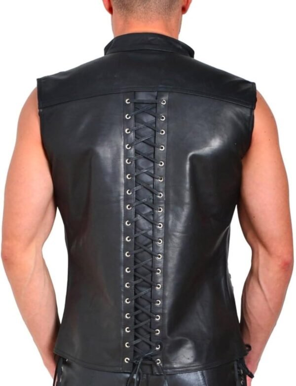 Handmade Lace-Up Leather Sleeveless Top Men’s Vest Corset Style Men’s Party Vest