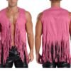 Men Vintage Fringe Vest Cardigan Open Front Waistcoat Faux Suede Rivets Sleeveless Tassel Jacket Fashionable Causal Vest Coat