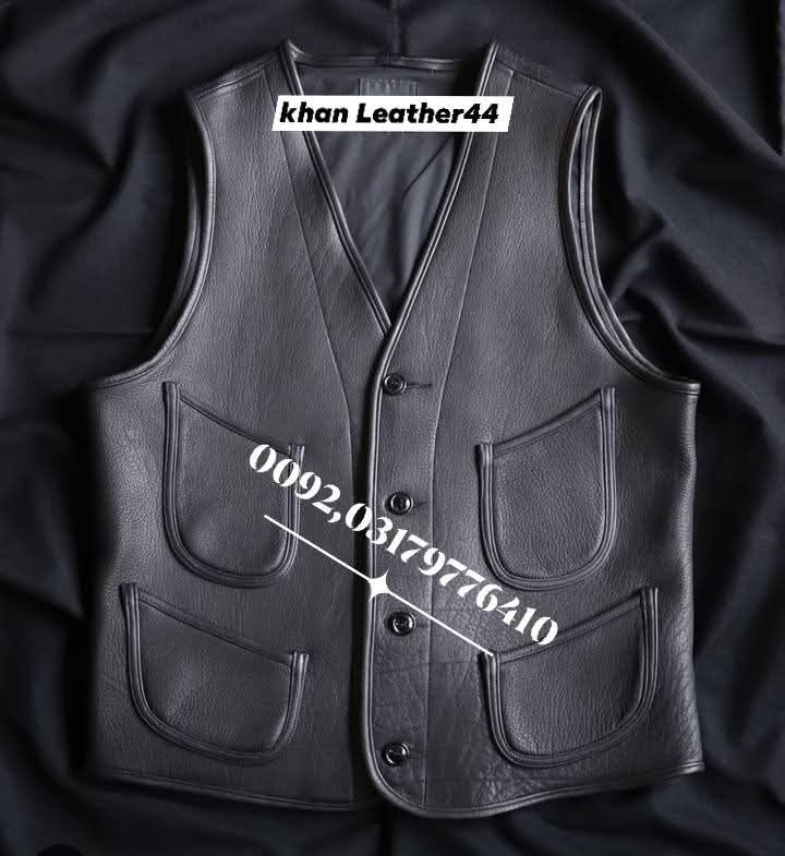Buy Black Leather Sleeveless Jacket