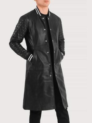 Wilde Black Leather Varsity Coat
