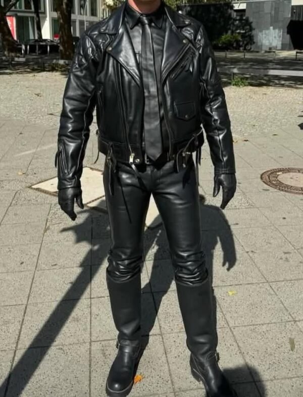 Men’s Black Leather Blazer – Slim Fit