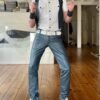 Leather Slim Button-Up Casual Button-Down Shirts for Men for sale