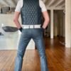 Leather Slim Button-Up Casual Button-Down Shirts for Men for sale