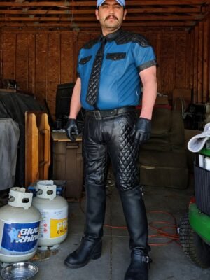 Blue Premium Leather Uniform Outfit