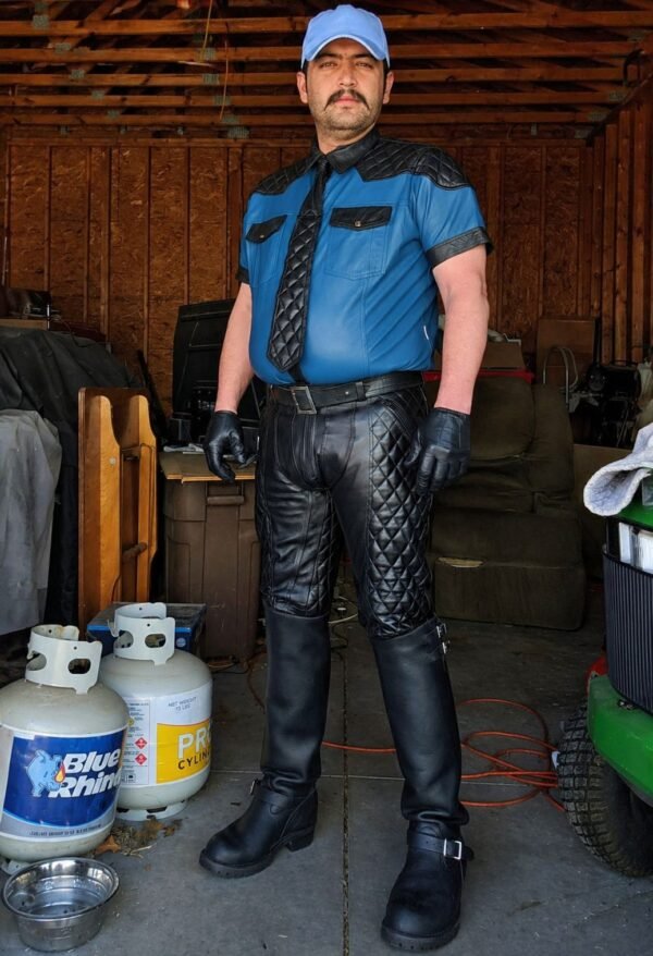 Blue Premium Leather Uniform Outfit