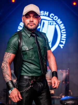Green Elegant Leather Uniform Wear