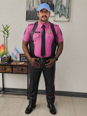 Pink Fashion Leather Uniform Dress