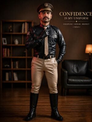 Black Stylish Leather Uniform Costume